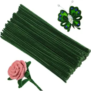 Creative Pipe Cleaners, 100 count Pipe Cleaners Crafts Supplies for Festivals Decorations Making , Festivals Bouquet  Crafts DIY Making/Army Green