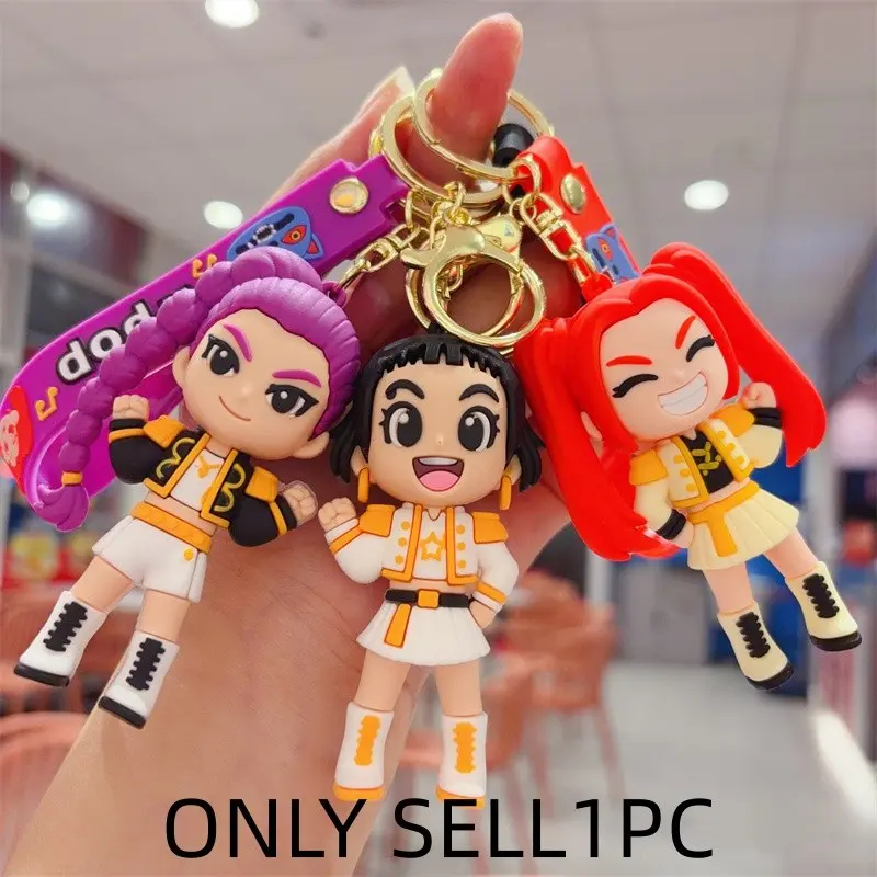K-Pop Demoness Group Theme Keychain, Soft Gel 3D Figure Pendant, Student Backpack Accessory Gift, Unique and Stylish Design, Keychain Figures