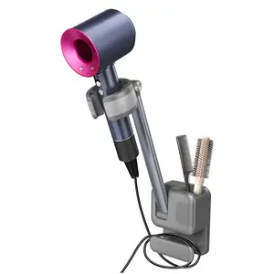 Hands Free Hair Dryer Holder Wall Mount, Adjustable Bathroom Blower Dryer Holder Wall Mounted Hook Rack, Vanity Cabinet Door Hanger Storage, Suitable for Most Walls, Hair Dryers, with Cord Organizer
