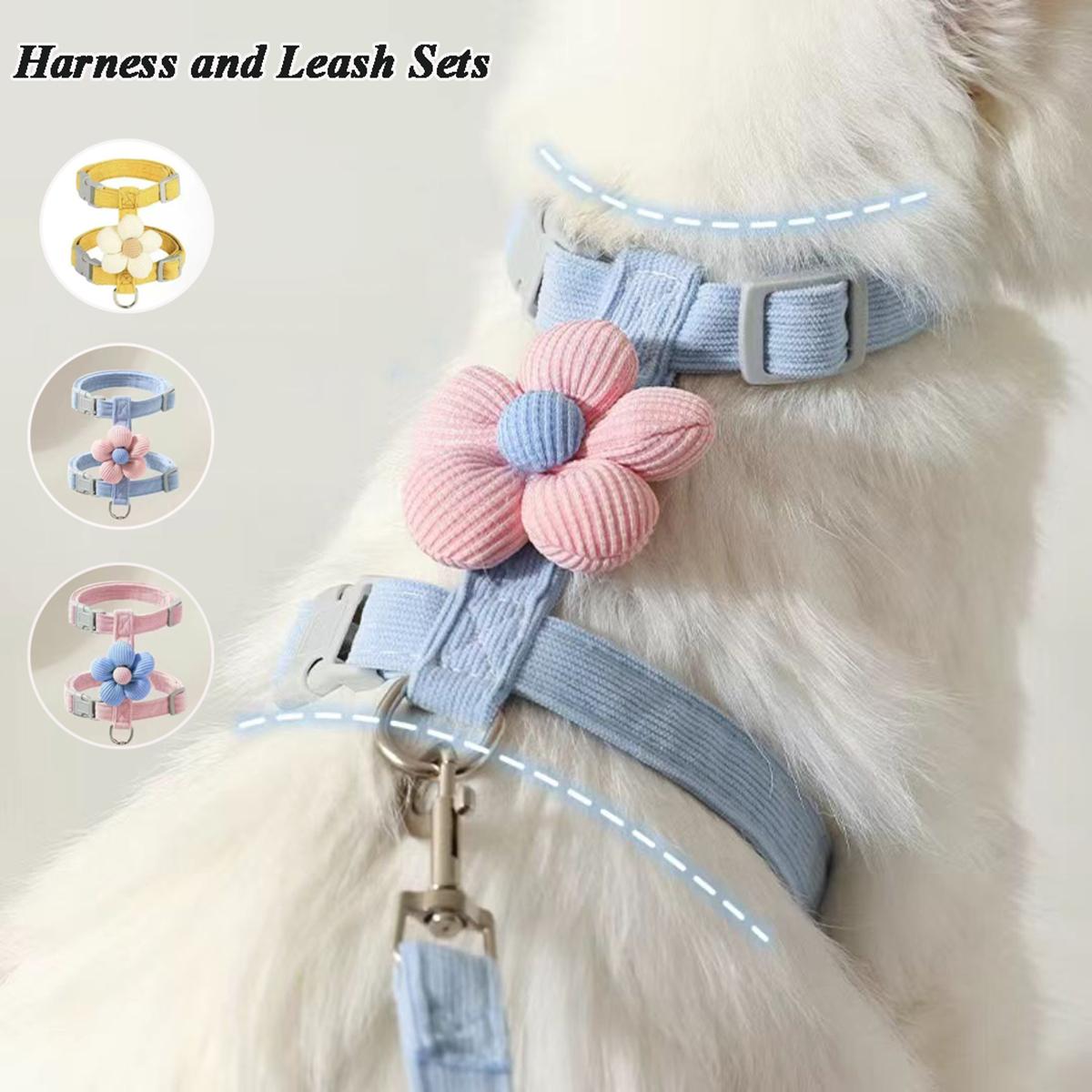 Cat Harness and Leash Sets Adjustable Dog Harness for Small Dog Leash Breashable Pet Harness Out Walking Dog Strap Cat Accessory