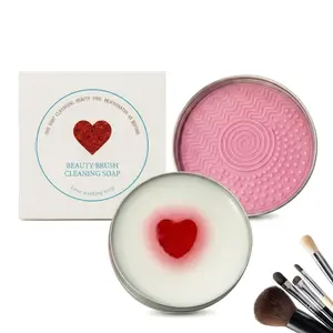 100g Deep Cleaning Brush Soap with Silicone Pad, Removes Dirt & Makeup Build-Up, Easy-to-Use Beauty Tool Cleaner