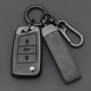 Alloy Car Key Case Cover Shell Fob for Volkswagen Golf 7 Gti Polo T-Cross T-Roc Touran Tiguan, Skoda Octavia Rapid Kodiaq Fabia Seat, Car Key Protector, Car Key Accessory