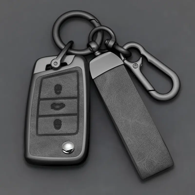 Alloy Car Key Case Cover Shell Fob for Volkswagen Golf 7 Gti Polo T-Cross T-Roc Touran Tiguan, Skoda Octavia Rapid Kodiaq Fabia Seat, Car Key Protector, Car Key Accessory