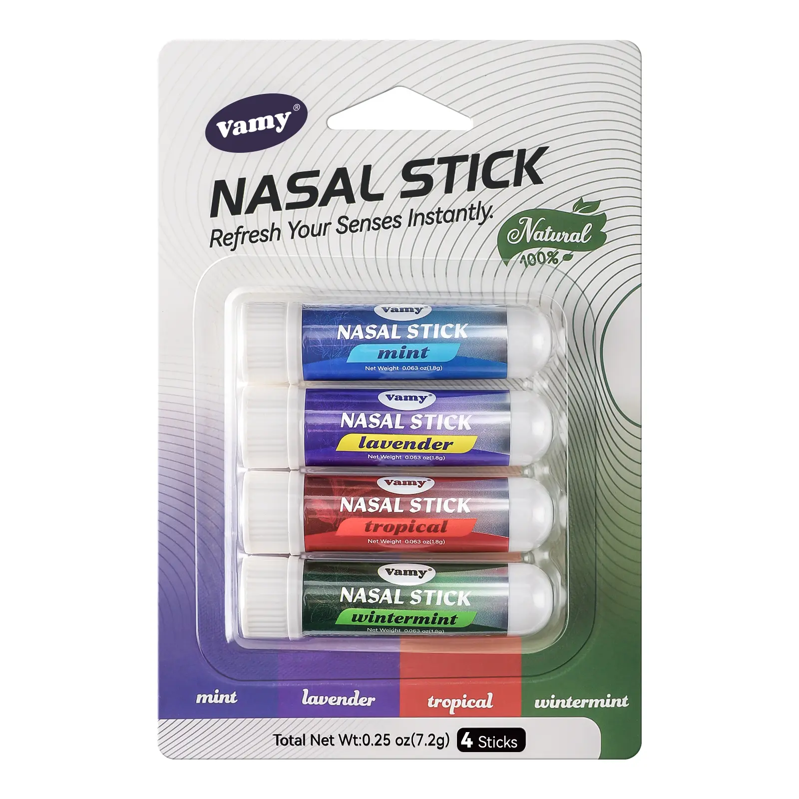 Vamy Nasal Stick with Breathe Vapor Stick - Daily-Use Portable Multi-Flavor Nasal Cleaning Sticks for Aromatherapy and Nasal Comfort Lemon Oral Menthol Grape Peppermint Healthcare White Oil Treatment Set
