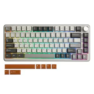 YUNZII B75 PRO Grey Wireless Mechanical Keyboard, 75% Gaming Keyboard Gasket Hot Swap Custom Keyboard with Knob, Pre-lubed Switches RGB, Bluetooth/Type-C/2.4G Creamy Keyboard