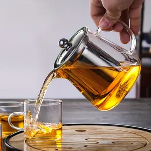Transparent Glass Teapot And Cup Set, Suitable For Stovetop Use, 950ml/32oz Capacity, Heat-resistant Borosilicate Glass Teapot With A Removable Stainless Steel Filter