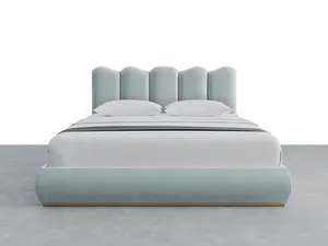 Luna Upholstered Panel Headboard - Notte Layout, 76" x 46", Curved Corner, Designer, Fabric Exterior, Furniture-Style, High Profile Headboard, Curved Corner Headboards, Designer Upholstered Headboards