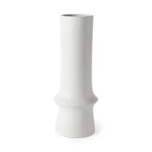 360 Stand 17 in. Modern Decorative Ceramic Vase, White - Floral Home Decor Vase, Ornament-Ready & Compatible with Candlesticks, Decorative Vase