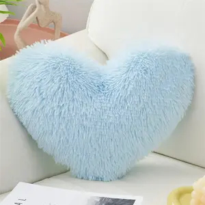 Plush  Heart Pillow, Fuzzy Throw Pillows for Gifts,Love Pillow,Throw Cushion Zipper Close,Christmas Day, Mothers Day Decorative for Couch Sofa Bed (Blue)