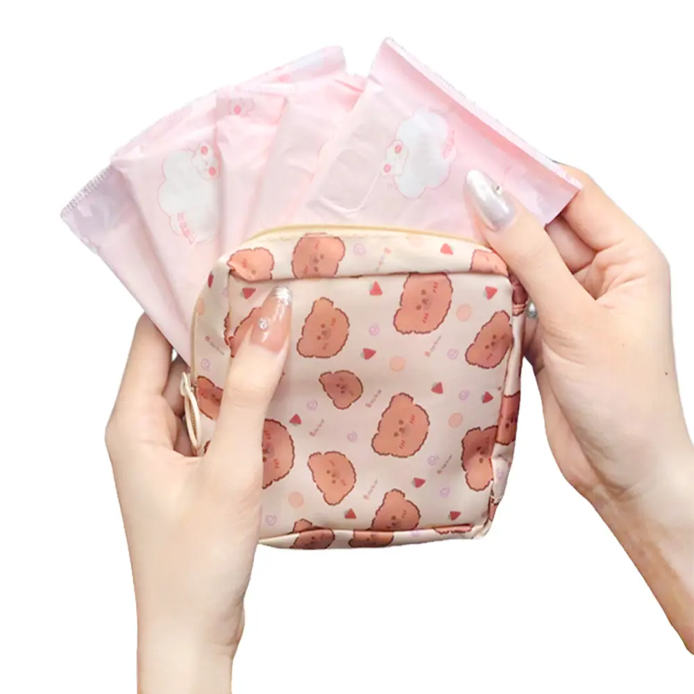 Tihiraanthony Cartoon Period Bag Sanitary Napkin Storage Bag Tampon Bag Tampon Pad Holder for Purse Menstrual Pad Bag Tampon Pouch Portable Feminine Care First Period Kit for Teen Girls Women
