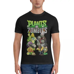 Men T-Shirts Poster Humorous 100% Cotton Tees Short Sleeve Plants VS The Z-Zombies T Shirts O Neck Clothes Classic