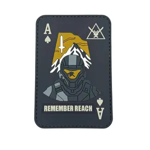 Remember Reach Playing Card Noble Team Tactical Patch 3.5x2.5 Hook Fastener and Loop Patch PVC 2