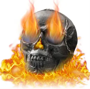 Metal Fireproof Human Skull for Indoor Outdoor Fireplaces, Fire Pit, Bonfire Campfire Ceramic Decor