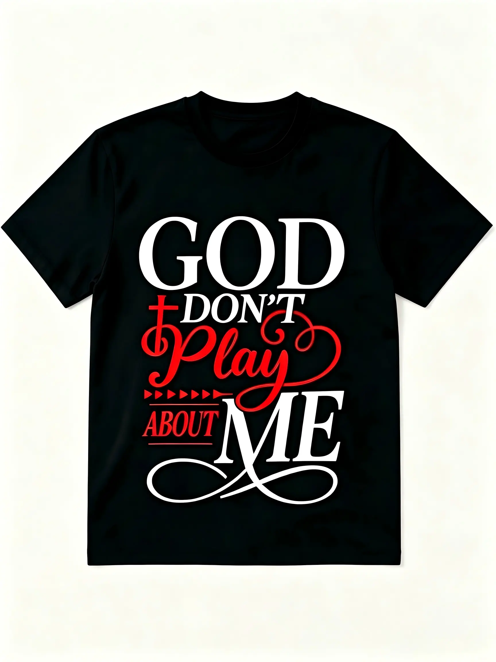 Breathable summer casual top, graphic print T-shirt, 100% cotton "God, don't underestimate me" inspirational faith T-shirt, Christian Christian top