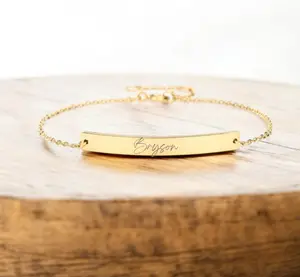 Engraved Adjustable Boho Bracelet with Child's Name, Mom Bracelet - Customizable Design for Any Occasion, Custom Text or Names Engraved on a bracelet