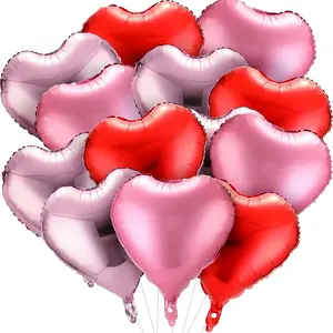 48 count 18 Inch Heart Foil Balloons Valentine's Day Balloons Large Heart Shaped Balloons Romantic Love Balloons for Valentine's Day Wedding Proposal Birthday Party Room Decorations (3 colors)