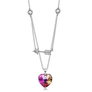 GONA Vitrail Light Heart Pendant Necklace for Her - Meaningful Gift Personal Talisman Adjustable Length Charm Accessory Gift for Women