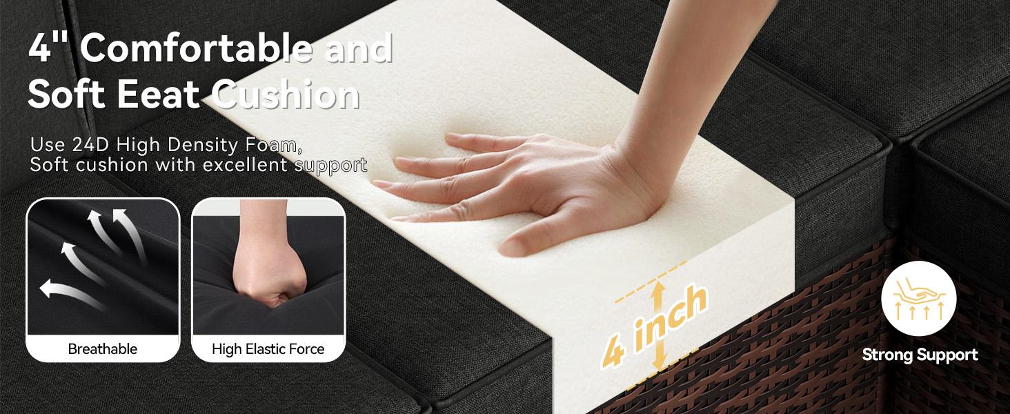 oneinmil Replacement Cushions for Outdoor Furniture, 7-Piece Outdoor Cushions for Patio Furniture, Deep Seat, Waterproof & Fade Resistant Couch Cushion for 4-Seat Patio Conversation Sets,