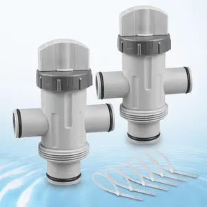 Dual Split Hose Plunger Valve with 6 Zip Ties for Intex Pool hoses Accessories, Pool Replacement Parts Compatible with Abover Ground Pool Filter Circulation System (2 Pack)