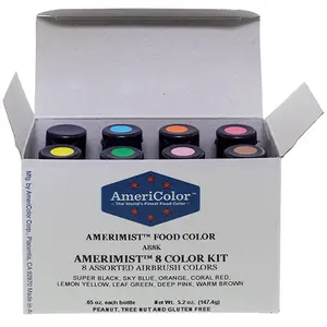 AmeriColor, 8 Color Kit, .65 Ounce, AmeriMist Airbrush Food Coloring