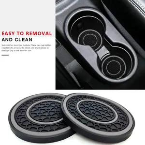 Car Cup Holder Coasters, 2 Pack Universal Auto Anti Slip Cup Holder Insert Coaster, Car Interior Accessories (Gray)
