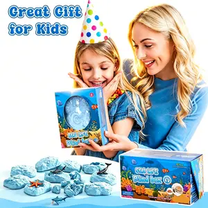 Sea Life Fossil Dig Kit for Kids 6+, 12Pcs Ocean Animal Excavation Blind Box, STEM Archaeology Science Toy, Birthday Christmas Party Favor Gift for Boys Girls