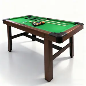 48" Pool Table Portable Billiard Table for Kids & Adults with 2 Cues, Triangle Rack, Compact Wooden Game Table for Home, Game Room, Indoor & Outdoor