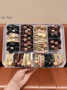 25pcs Boho Chic, Beaded Women's Hair Tie Set - Cute Bracelet Style, Gentle On All Hair Types, Elastic Bands With Heart Charms & Beads, Perfect For Ponytail Hairstyle & Sports, Bohemian Style, Hair Ties Ponytail Holders Hair Elastics Scrunchies