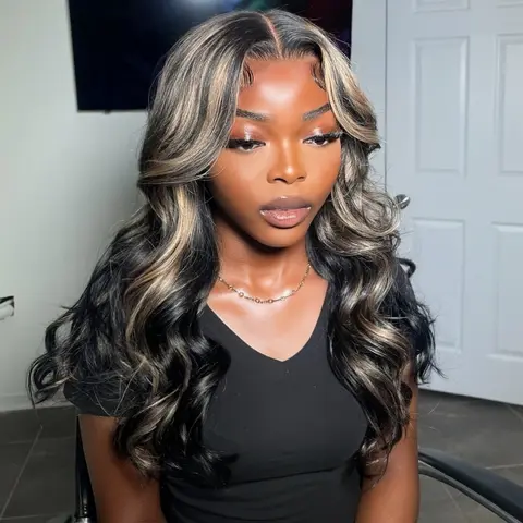 Blonde Balayage Highlights Wig Human Hair Body Wave 5x5 Lace Closure Wig 12A Grade Transparent Lace Human Hair For Women 13X4 13x6 Lace Frontal Wig Human Hair Wigs 180% Density Pre-Plucked With Baby Hair, Wedding, Heat Resistant