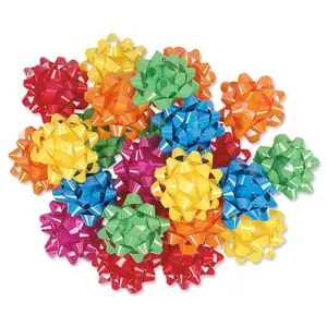 Lillian Vernon Everyday Bright Stars Bows - Set of 36, Multicolor, Christmas/Birthday Gift Wrapping and Presentation, 3.5" Decorative Ribbons