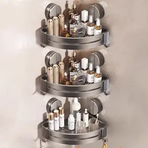 No Drilling Heavy Duty Shower Cage with Hooks, Bathroom Wall Mounted Basket Organizer, Easily Removable Rust-Proof Stainless Steel Shower Cage suction  cup bathroom  accessories Home Goods