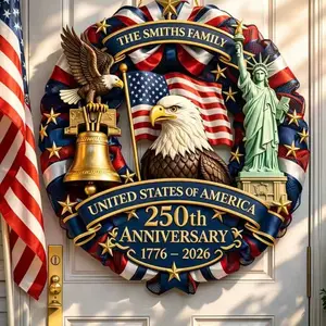 Personalized 250th Anniversary 4th of July Door Sign, Custom Door Wreaths, Patriotic Decorations, Outdoor Decorations A01
