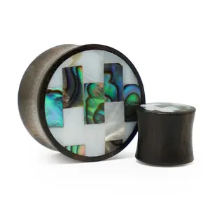Tiled MOP & Abalone Shell Wood Plugs