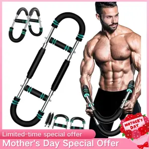 Adjustable 60 100lbs Spring Twister Arm Exerciser Bar Multifunctional Workout Equipment For Forearm Chest Triceps Muscle Strengthener Portable Home Fitness Training Tool