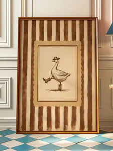 Silly Cowboy Goose Wall Art Print – Funny Western Dancing Duck Poster, Silly Goose Nursery Decor, Rustic Vintage Cowboy Artwork