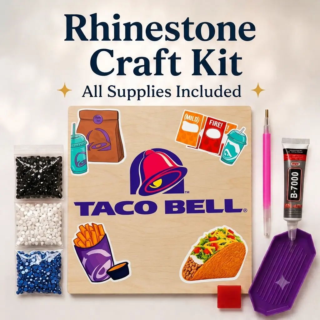 Fast Food Rhinestone Art Kit, DIY Craft Board, Sparkle Design Project, Toys & Hobbies Needlework Activity
