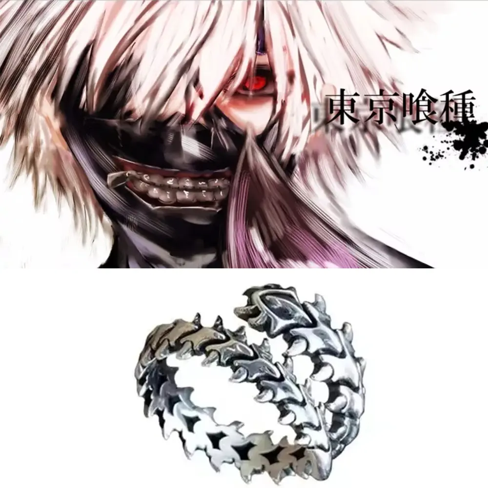 Anime Tokyo Ghoul Ring Kaneki Ken Cosplay Adjustable Opening Unisex Punk Jewelry Gift Prop Accessories