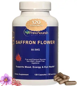 PrimoNourish Saffron Flower Supplement – 88.5mg Pure Saffron per Capsule – Supports Mood, Focus, Energy & Eye Health – Non-GMO, Gluten-Free, Vegetarian – 120 Capsules  (4-Month Supply) – Made in USA