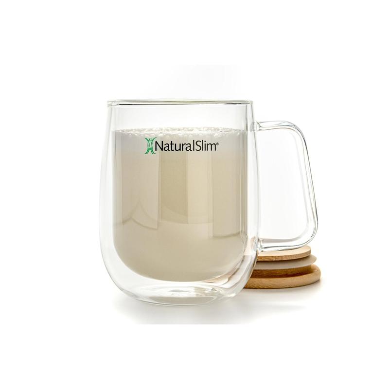 NaturalSlim Double-Walled Glass Cup Set - 400ml Borosilicate Glass Tumbler with Bamboo Lid