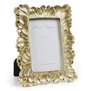 Vintage 4x6 Picture Frame Antique Photo Frame Table Top Display and Wall Hanging, Retro Home Decor, Ornate Photo Gallery Art, Pale Gold