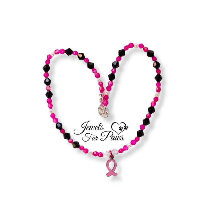 Breast Cancer Awareness Hot Pink and Black Czech Crystals (M)