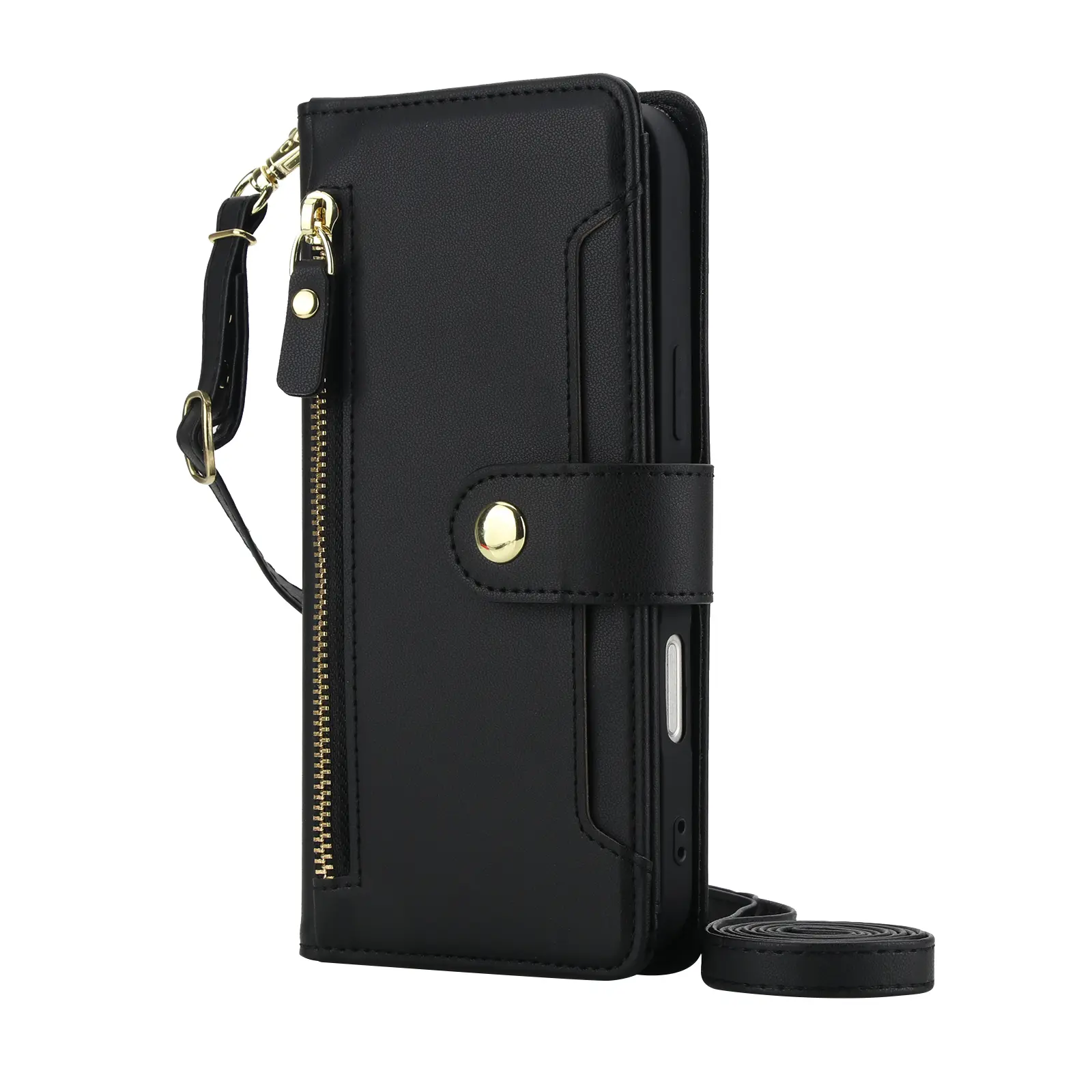 Phone Case For iPhone,Multifunctional Zipper Wallet Phone Case with 7 Card Slots RFID Blocking PU Leather Crossbody Purse Case,Adjustable Shoulder Strap & Wrist Lanyard,Magnetic Snap Kickstand Flip Phone Cover,Cash Coin Pocket Shockproof TPU Inner Case