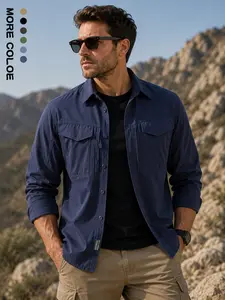 Men's Outdoor Quick-Dry Long Sleeve Shirt, Underarm Mesh Ventilation, Breathable and Lightweight, Ideal for Hiking and Fishing