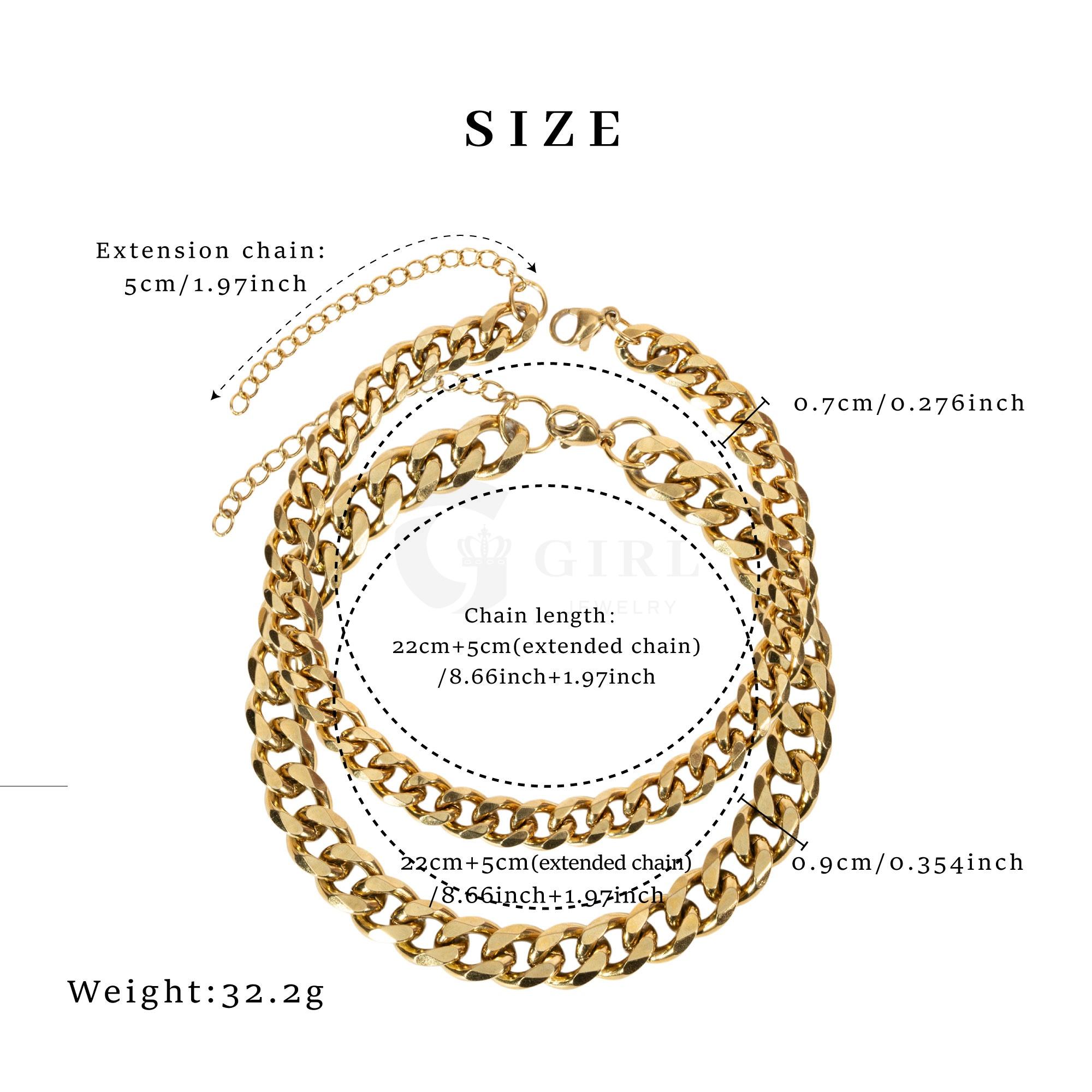 GGIRL 2Piece/Set Double-layer Chunky Cuban Link Chain Anklet for Women and Man Waterproof Adjustable Length Fashion Chic Foot Accessories For Party /Beach Stainless Steel Trendy Layered Anklet Summer Jewelry Set Gift