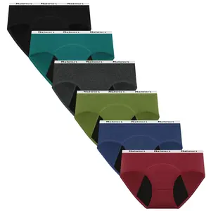 Nalwort leak-proof cotton protection panties, 6 pieces set Girl's menstrual underwear, Women's Sanitary Pads Leakproof Cotton Menstrual Underwear s seamless sleek  protection Hip Style color mixing womenswear lady High Waisted Cotton Women's Panties Pack