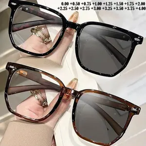 2-Pack Large Frame Reading Glasses with Gray Lens - Presbyopia Eyeglasses Suitable for Women & Men, +0.50 to +1.75 & +4.0 Diopters Strength, Age-Related near Vision