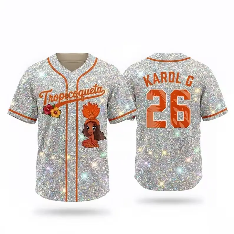 Latin Music Tour Inspired Tropicoqueta Baseball Jersey, Custom Name Number Concert Outfit, Bichota Season Merch, Personalized Fan Gift, Cute Reggaeton Shirt
