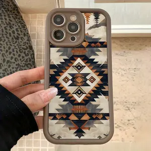 Brown Vintage Pattern  Colorful Print Phone cases Case Compatible with iPhone 17 Pro Max 16 16e 15 14 Plus 13 12 Mini 11 Air X XS Pattern TPU Lens Protection Durable Soft Cover Gift 2D printing Cellphone Smartphone