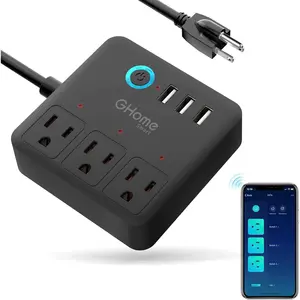GHome Smart Plug Power Strip Works with Alexa & Google Home - 3 Individually Controlled Smart Outlets Switches 3 USB Ports, 4FT Extension Cord, WiFi Power Strip, Multi-Plug Extender for Home Offices
