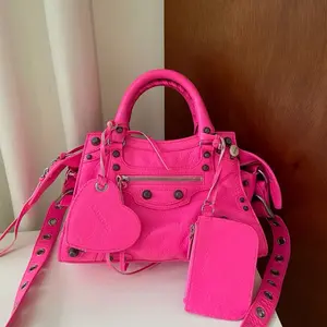 Pre-owned Balenciaga leather Crossbody Bags Gagole neon pink lamb skin shoulder bag